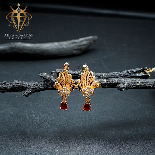 Zarifa Ruby Drop Ear-Tops – A Luxurious Blend of Classic and Contemporary