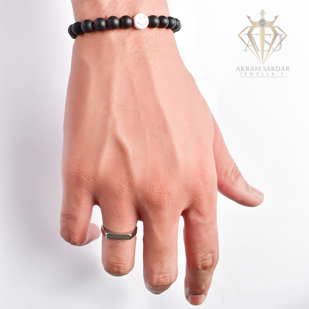 Smile Black Mate Beads Bracelet