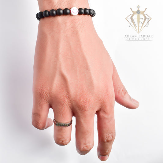 Smile Black Mate Beads Bracelet