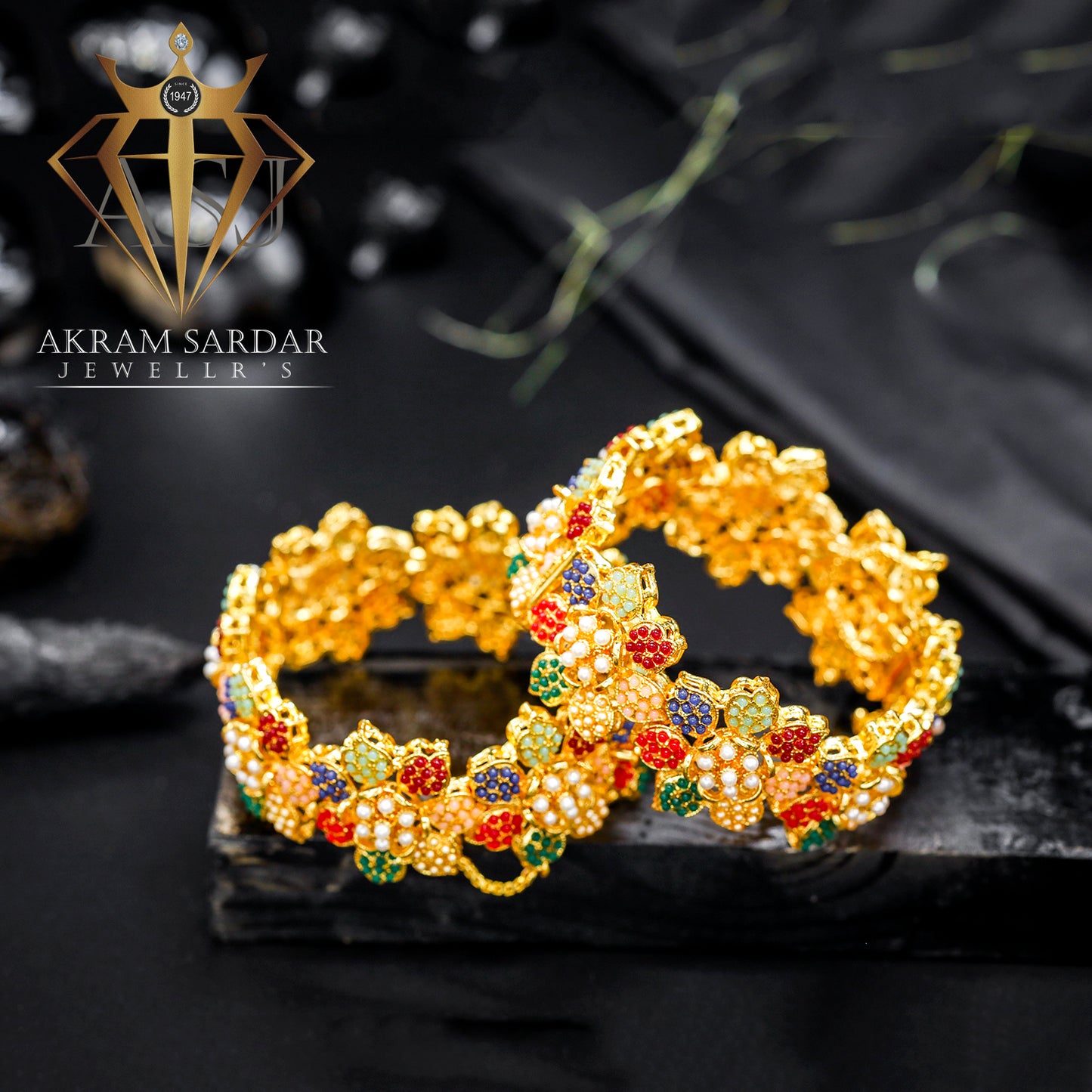Kundan Glow Kara - Pair