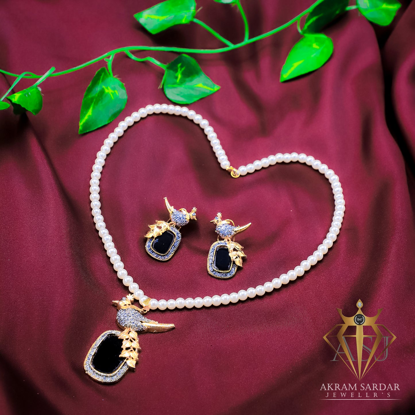 Real Stone Pendant Set - Premium