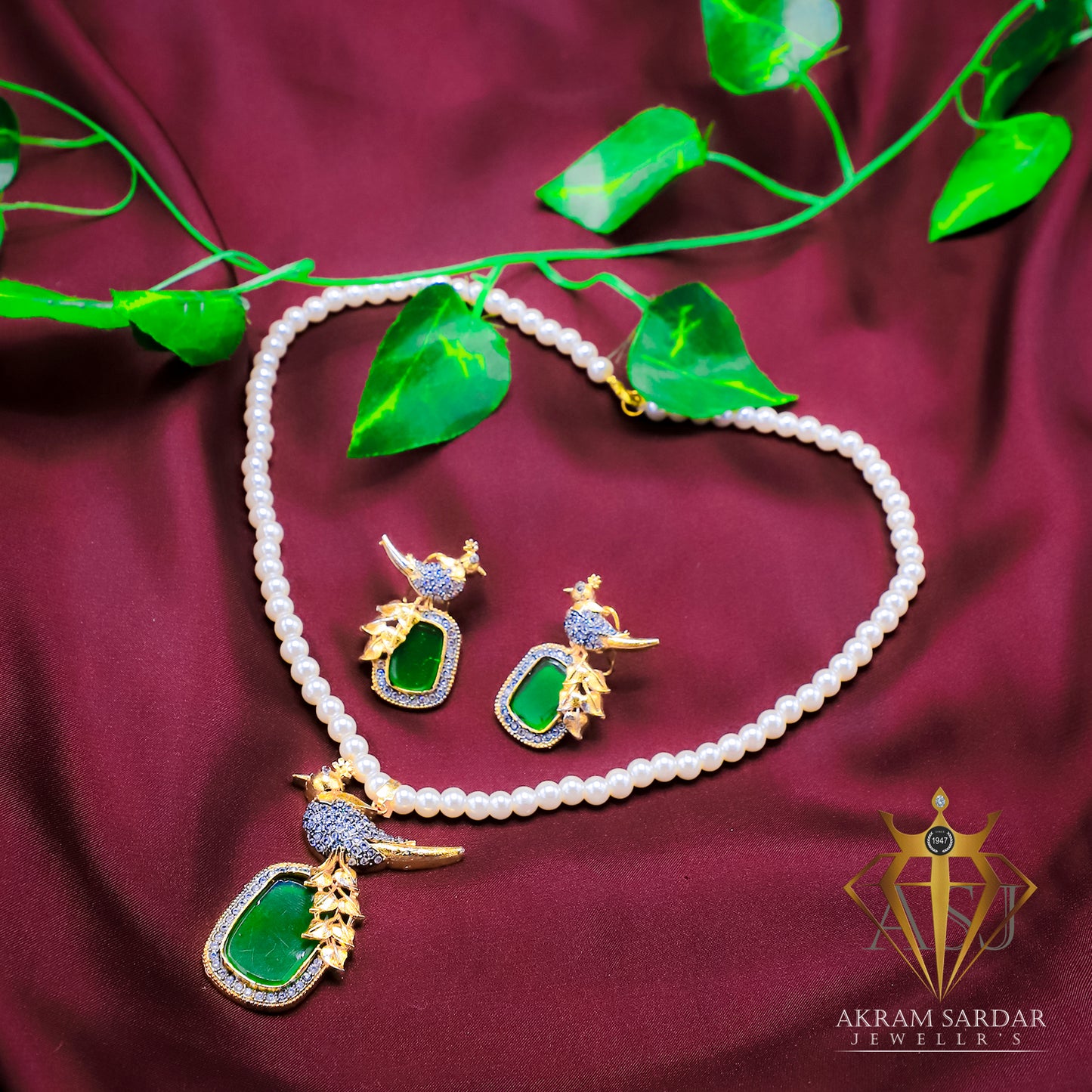 Real Stone Pendant Set - Premium