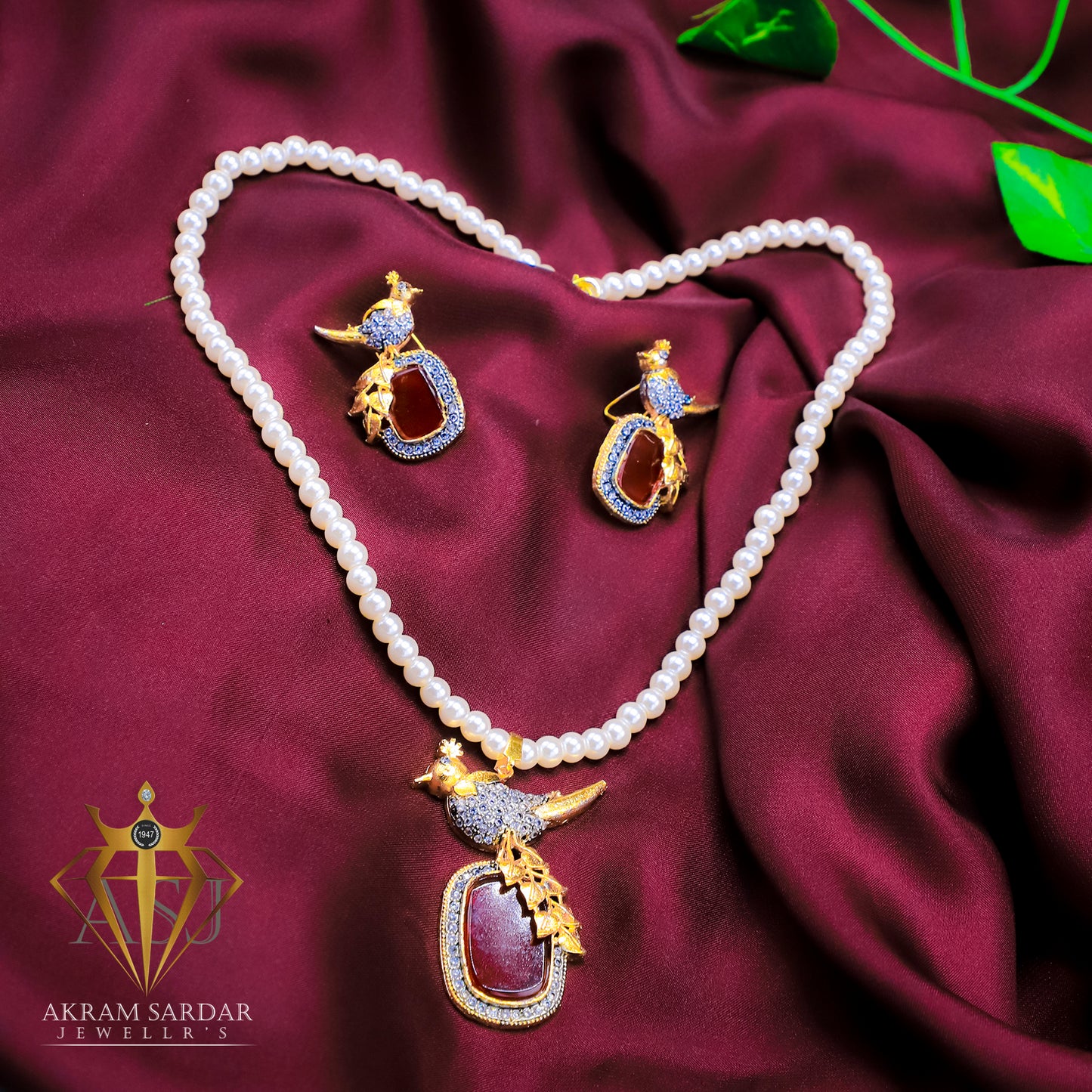 Real Stone Pendant Set - Premium
