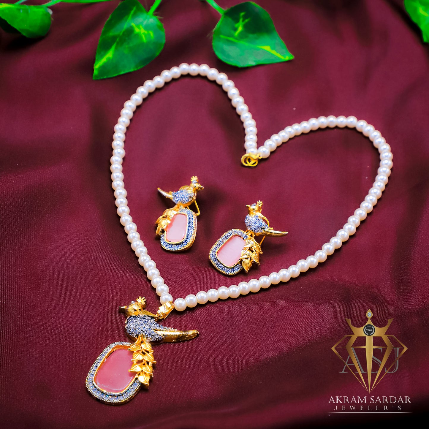 Real Stone Pendant Set - Premium