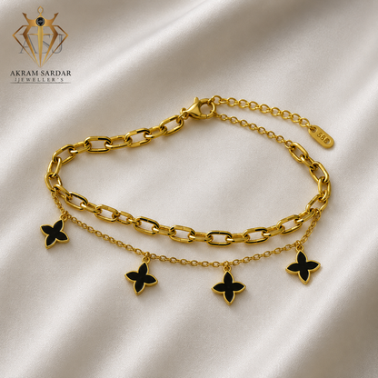 Dubble Chain Clover Bracelet