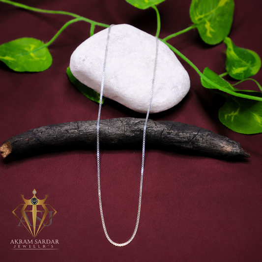 Sofia Silver-Plated Box Chain – Sleek, Modern, and Refined
