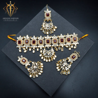 Noor Choker Bridal Set – Golden | Black | Red