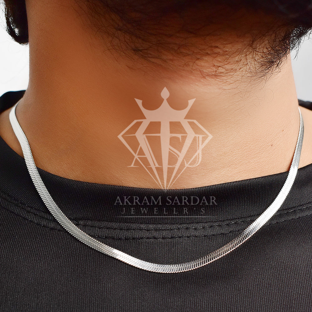 Flate Snake Chain Short Length  [Silver]