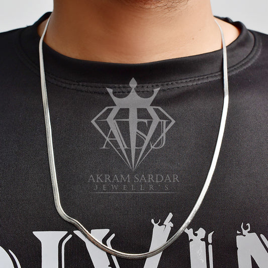 Flate Snake Chain Long Length [Silver]