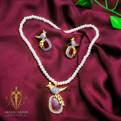 Real Stone Pendant Set - Premium